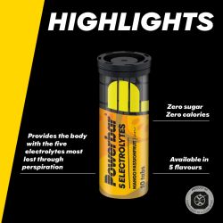PowerBar Elektrolity bez cukru 5 Electrolytes Sports Drink 10 tab. (Mango - Marakuja)