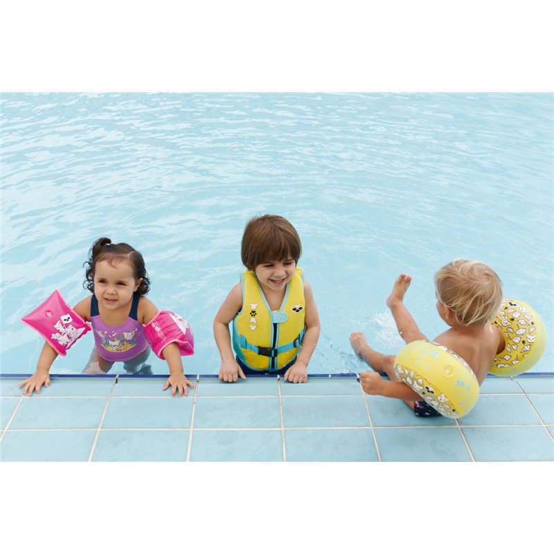 Brazaletes Inflables Arena Friends Para Niños, Amarillos, Talla 3-6, Con Válvula De Seguridad, Sin Ftalatos